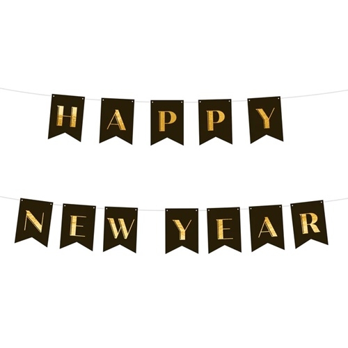 Baner girlanda dekoracja napis Happy New Year sylwester nowy rok